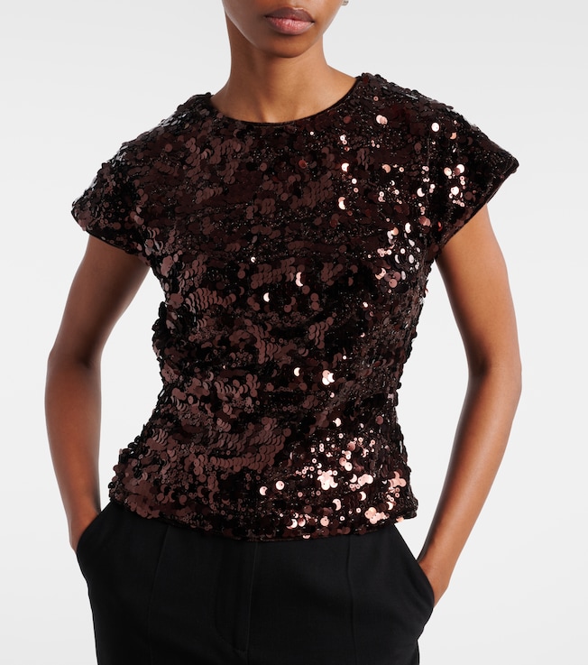 GANNI Ganni Bow-detail sequined open-back top