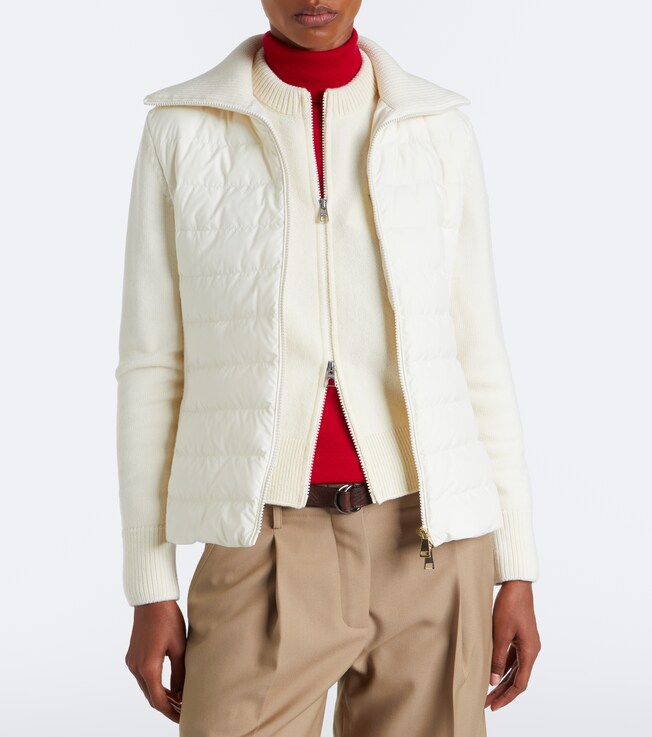 Moncler Down-paneled virgin wool cardigan