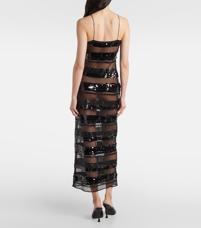 Oséree Oséree Sequined striped maxi dress