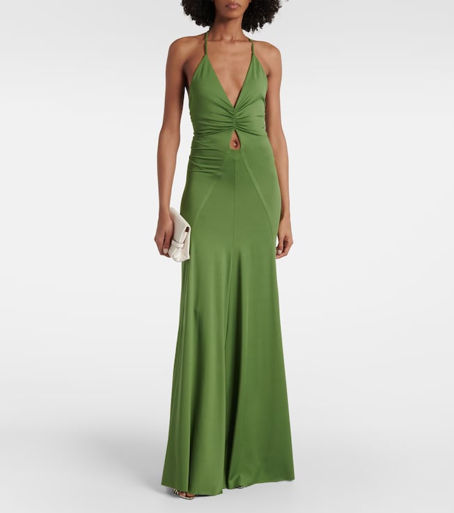Victoria Beckham Ruched cutout jersey gown