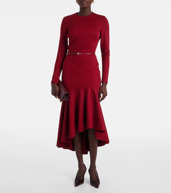 Elie Saab Belted tiered midi dress
