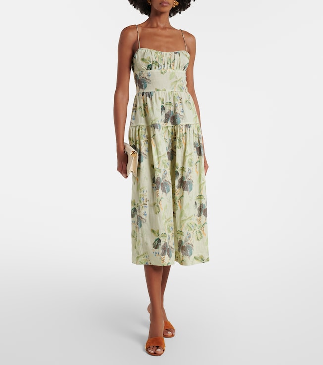 Dôen Benoit floral ramie midi dress