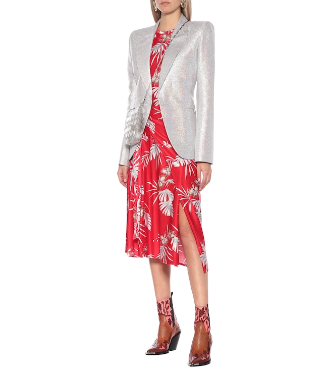 Rabanne Printed jersey midi wrap dress