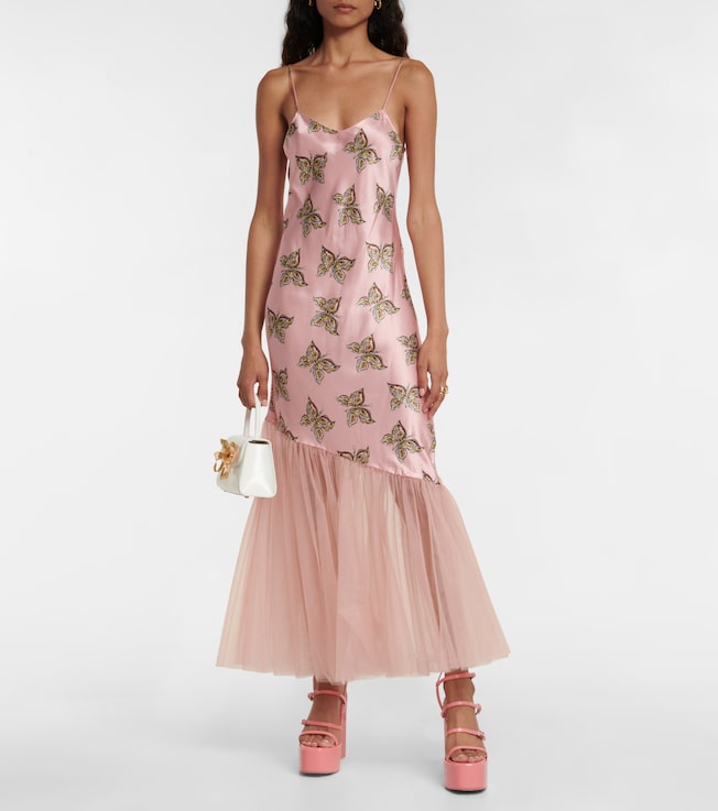 Rodarte Printed silk satin and tulle dress