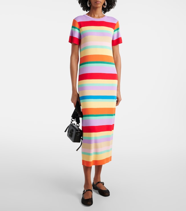 RIXO Duster striped maxi dress