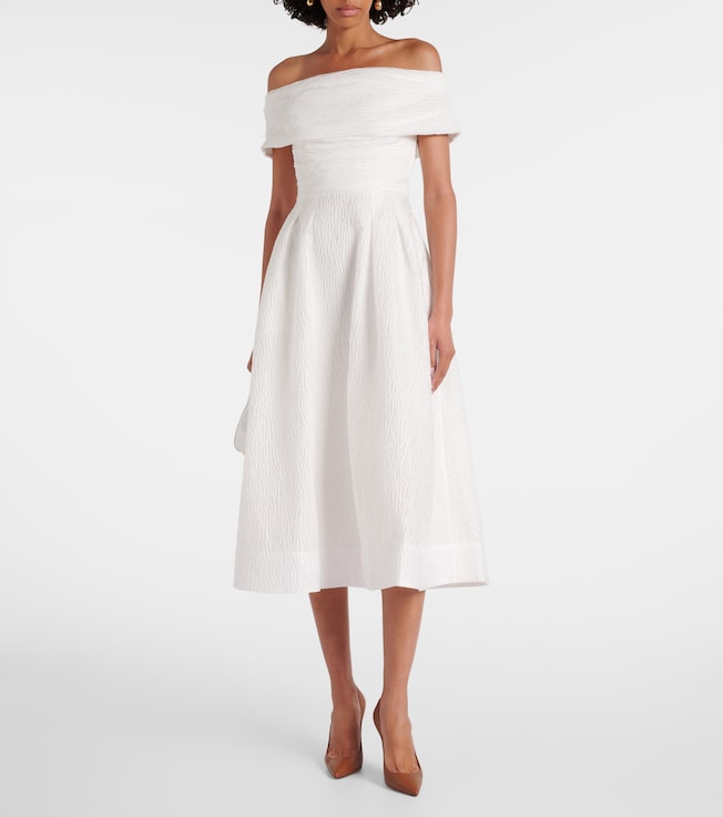 Rebecca Vallance Adalyn off-shoulder brocade midi dress