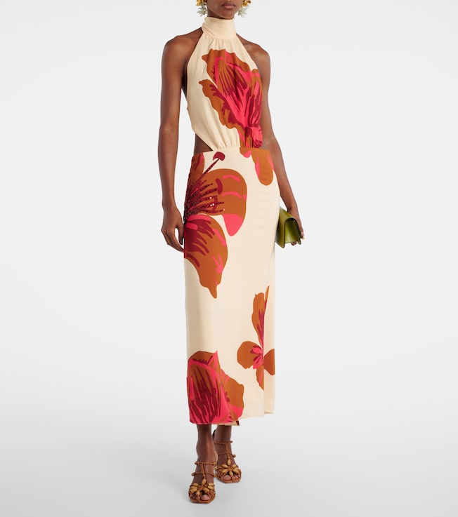 Johanna Ortiz Floral halterneck silk crêpe maxi dress