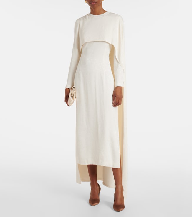 Markarian Felice caped jacquard midi dress