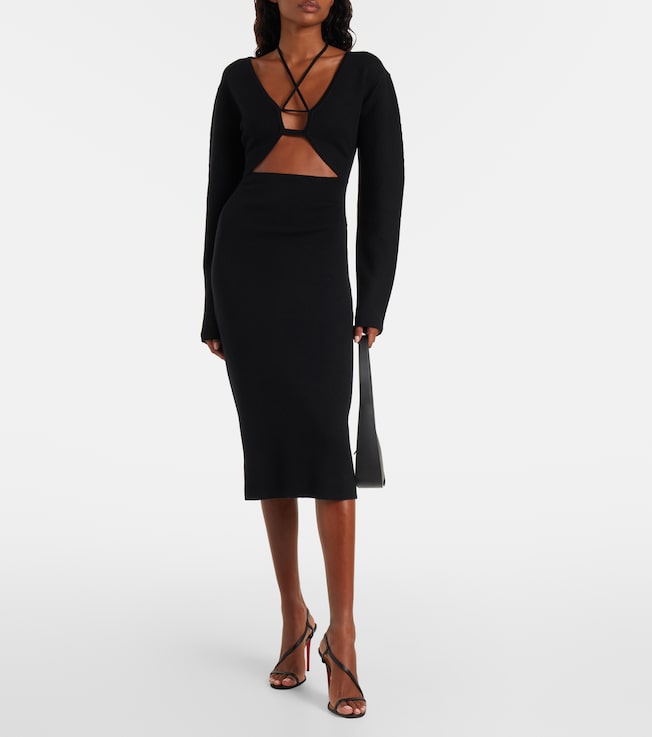 Nensi Dojaka Cutout knitted virgin wool midi dress