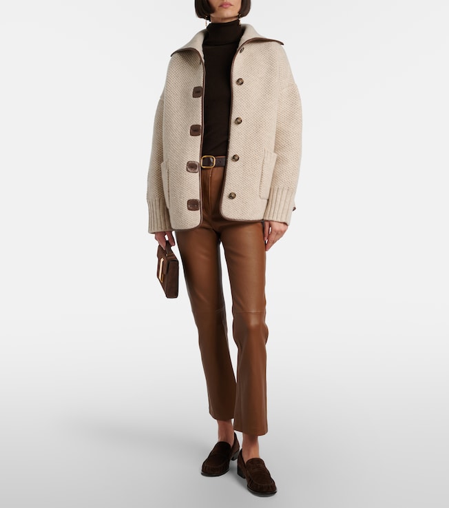 JOSEPH Cropped leather bootcut pants