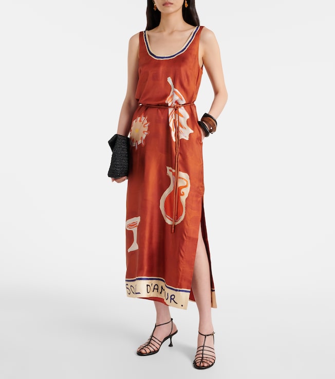 x LRNCE Soleil D'Amour silk midi dress