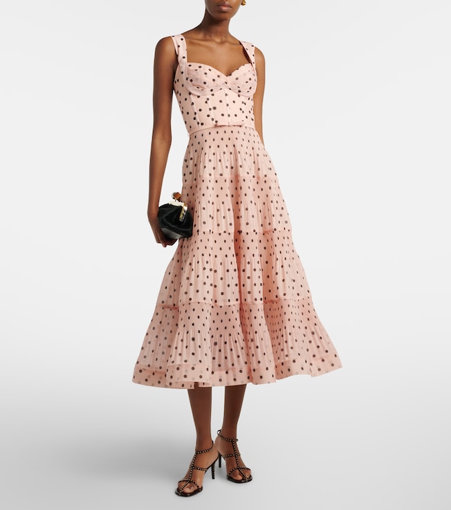 Zimmermann Polka-dot pleated bustier dress