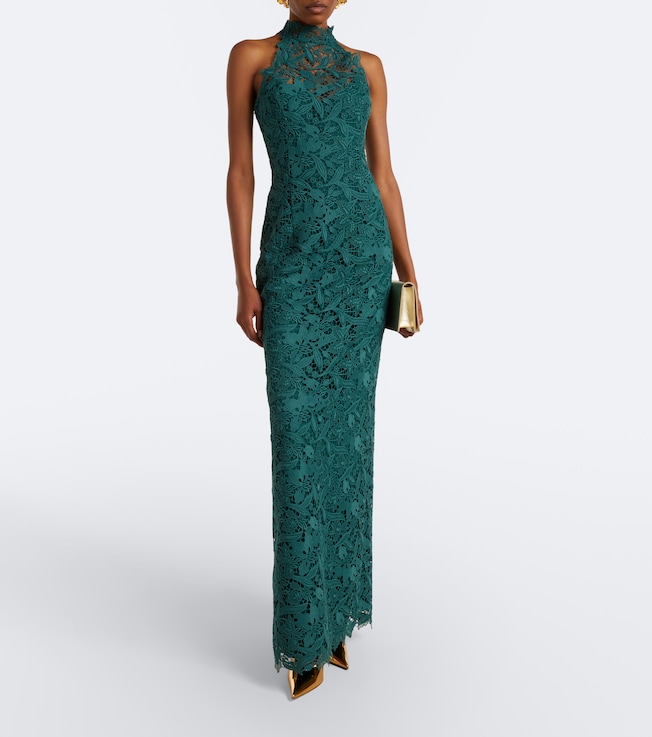 Monique Lhuillier Halterneck lace gown