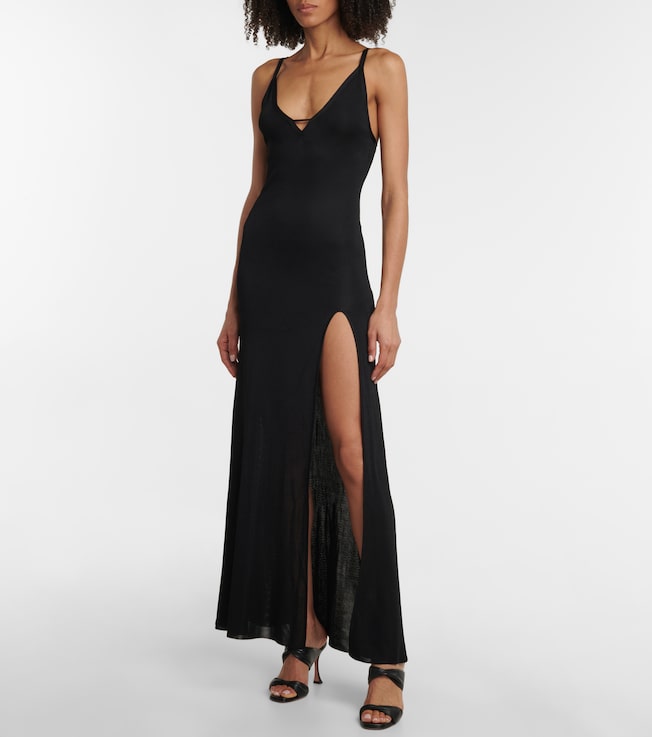 Ami Paris Side-slit slip dress