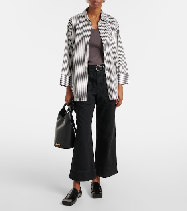 Velvet Mid-rise cotton canvas wide-leg pants