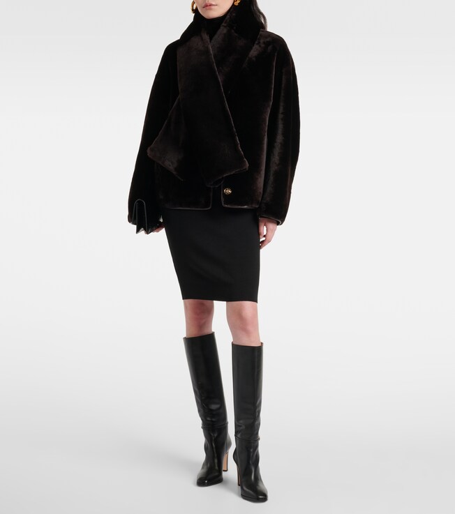 NOUR HAMMOUR - Lyra scarf-detail shearling jacket | Plush