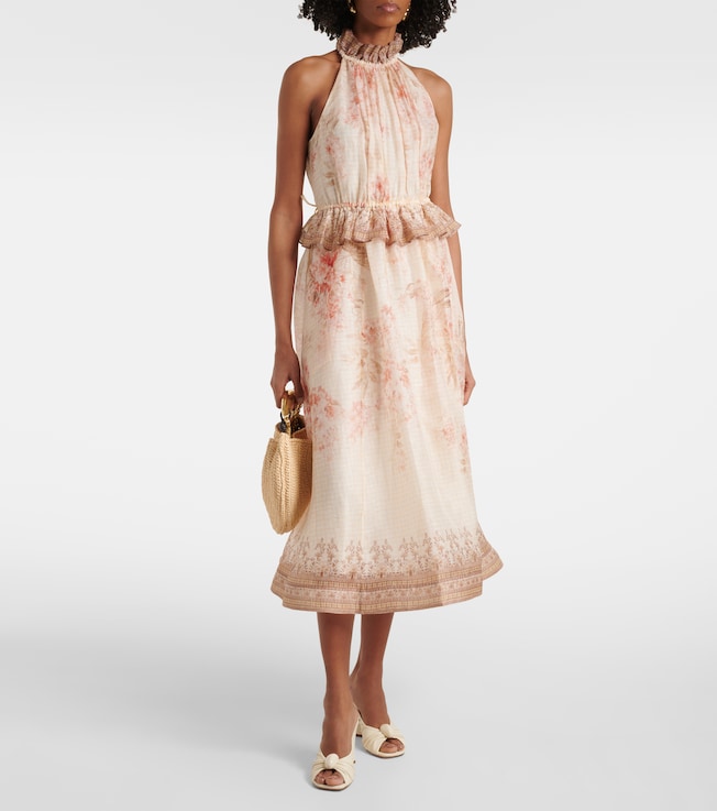 Zimmermann Illuminate floral linen and silk midi dress