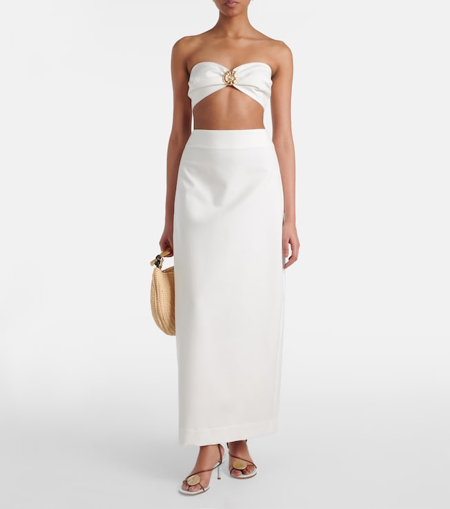 Adriana Degreas Embellished cotton-blend bandeau top