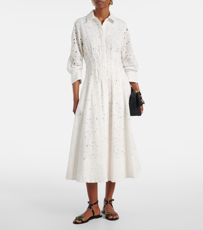 SIMKHAI Jazz cotton broderie anglaise midi dress