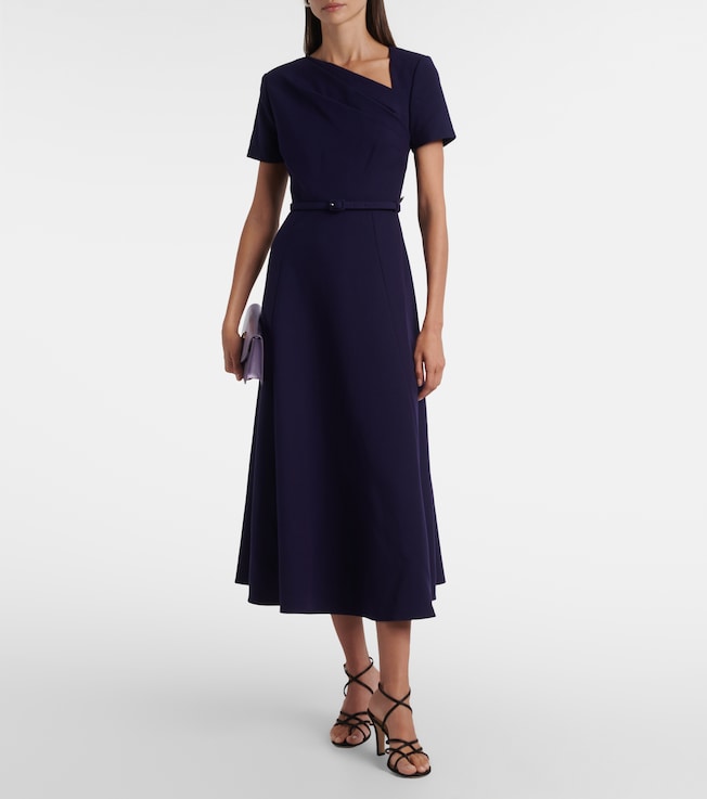Roland Mouret Asymmetric belted crêpe midi dress