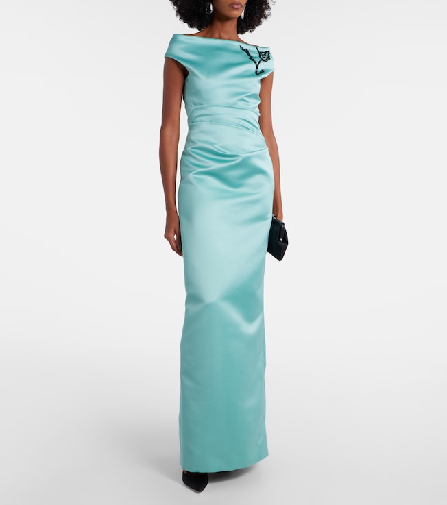 Erdem Floral off-shoulder duchesse satin gown
