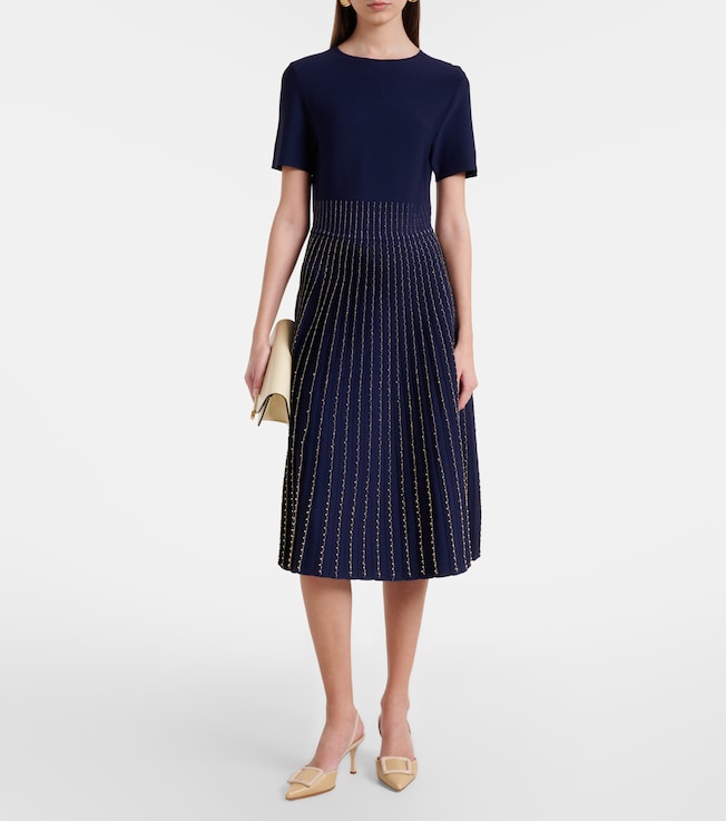 Carolina Herrera Beaded knitted pleated midi dress