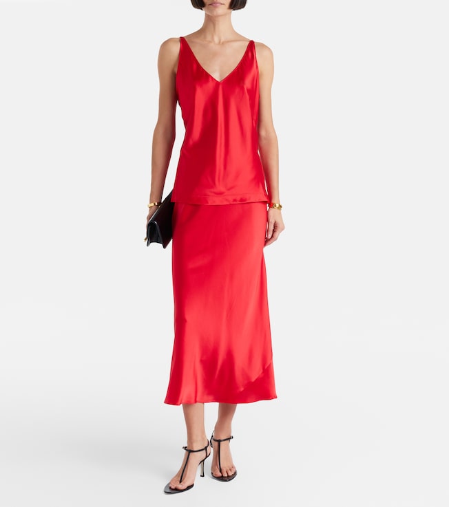 Dorothee Schumacher Sense Of Shine satin midi skirt
