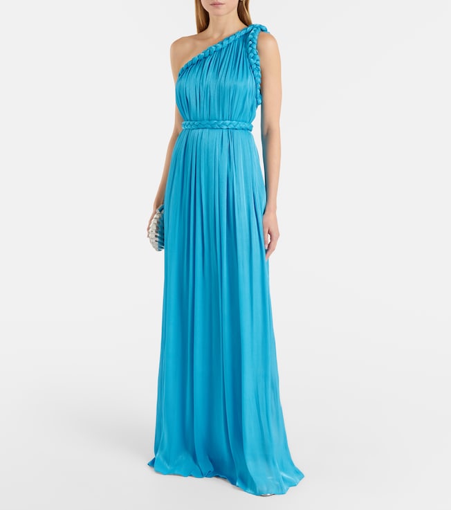 Costarellos Costarellos Isilda lamé georgette one-shoulder gown