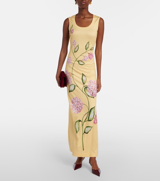 Oscar de la Renta Porcelain Flower jersey maxi dress