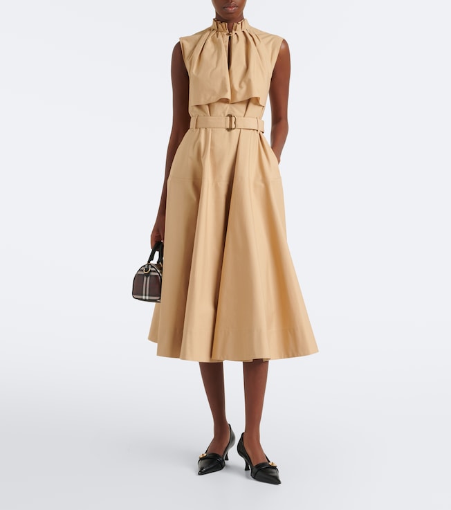 Burberry Caped cotton poplin midi dress