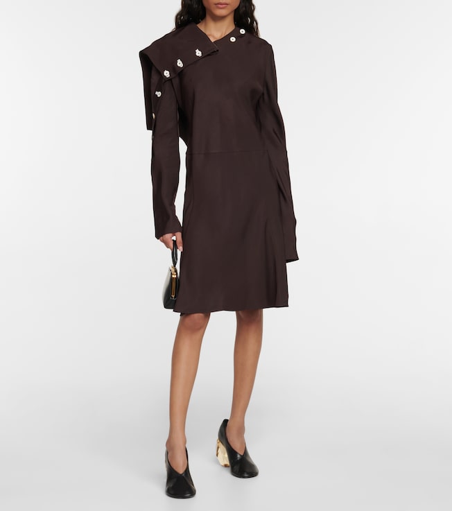 Jil Sander Mockneck padded taffeta mididress