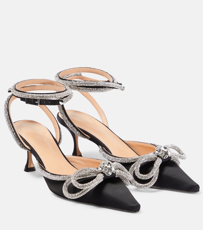 MACH & MACH Double Bow 65 embellished satin pumps
