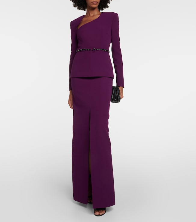 Safiyaa Asymmetric embellished crêpe gown