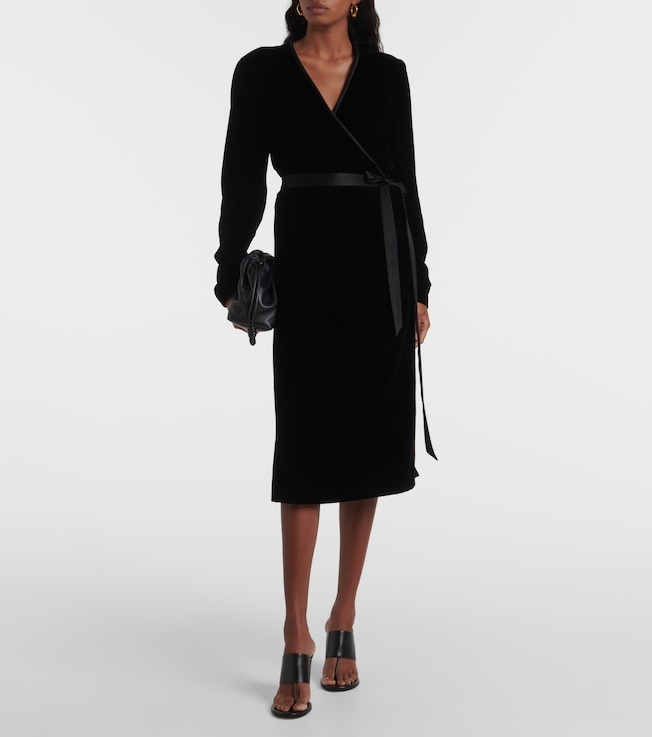 Loro Piana Susan satin-trimmed velvet wrap dress