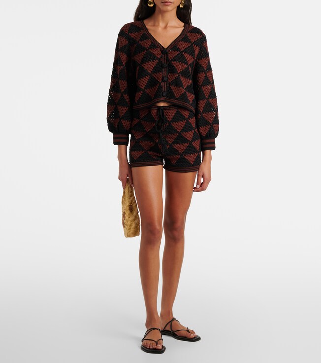 Anna Kosturova Malia crochet high-rise cotton shorts