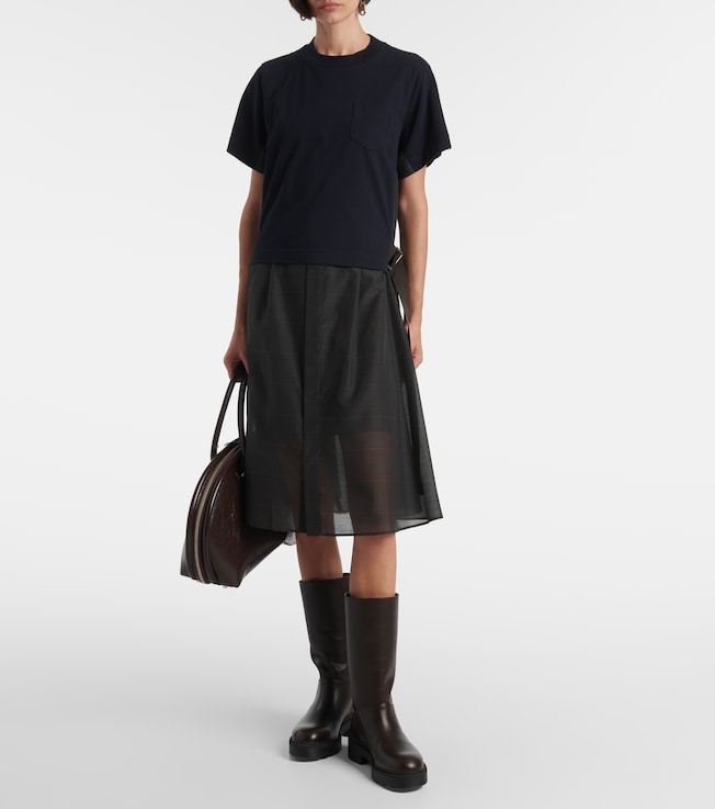 Sacai Jersey-paneled midi dress