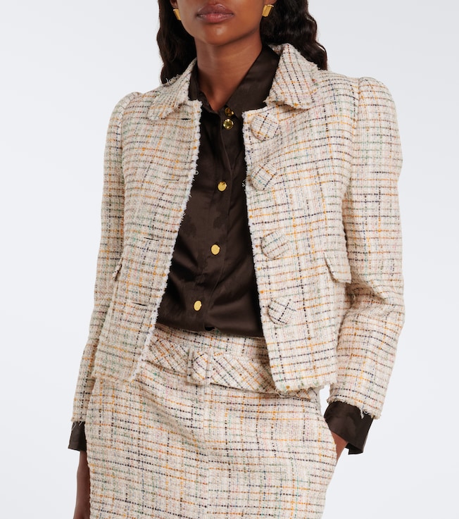 SHUSHU/TONG Checked cotton-blend cropped jacket