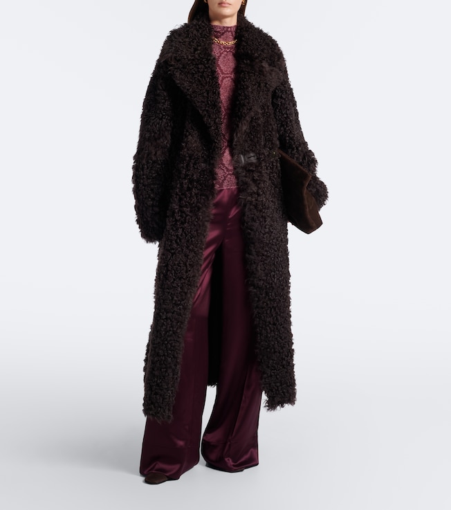 JOSEPH Joseph Magnus leather-trimmed shearling wrap coat