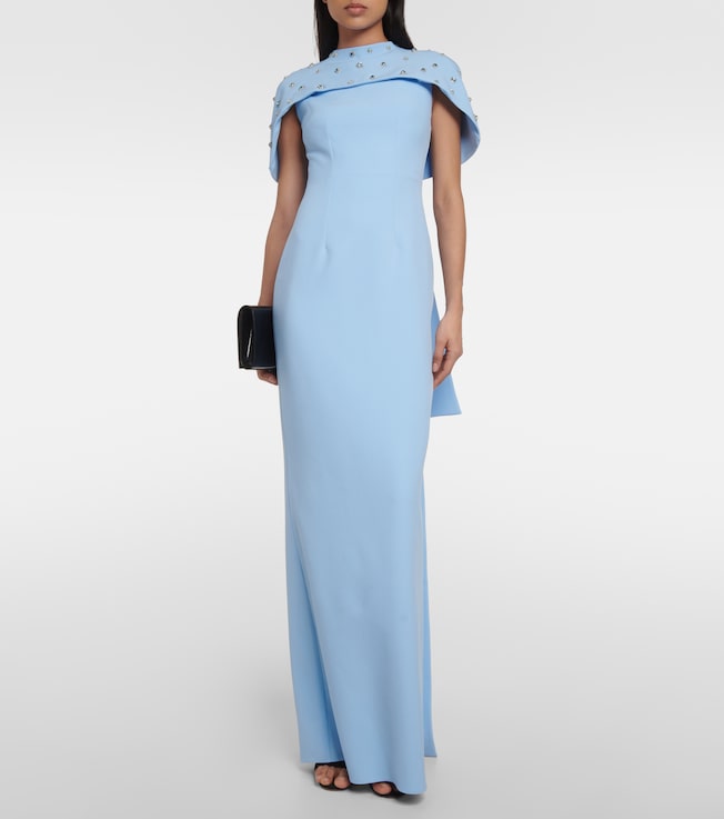 Safiyaa Crystal-embellished caped gown
