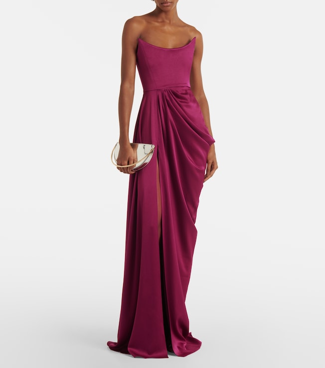 Alex Perry Draped satin crêpe bustier gown