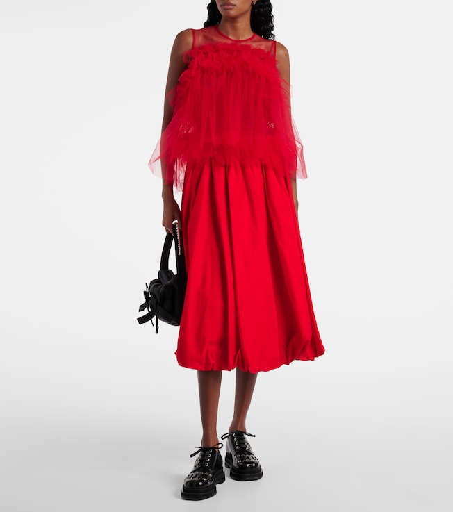 Noir Kei Ninomiya Gathered cotton midi skirt
