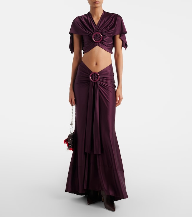 Rabanne Gathered satin maxi skirt