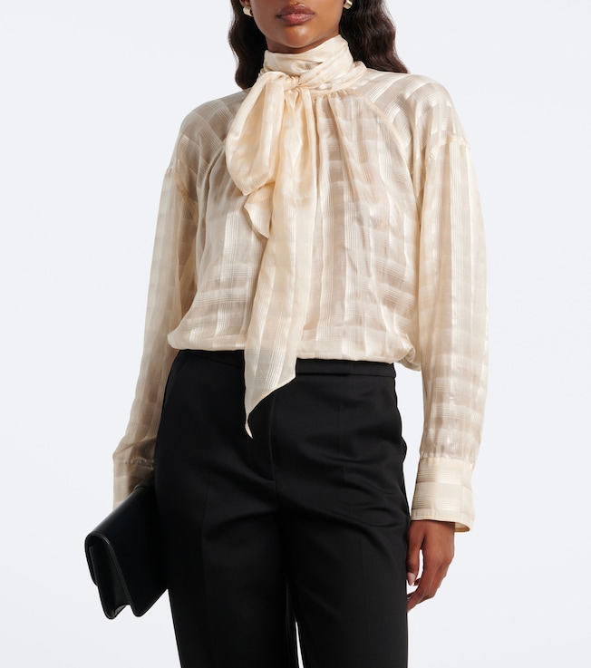 Dorothee Schumacher Airy Check tie-neck cotton and silk blouse