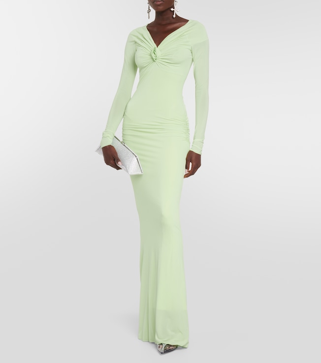 Blumarine Embellished off-shoulder gown