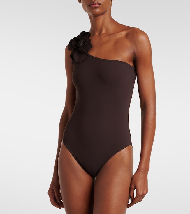 Karla Colletto Tess floral one-shoulder swimsuit