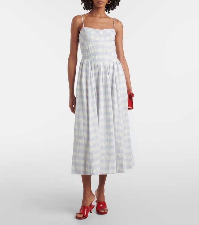 SIMKHAI Kittiya gingham cotton midi dress