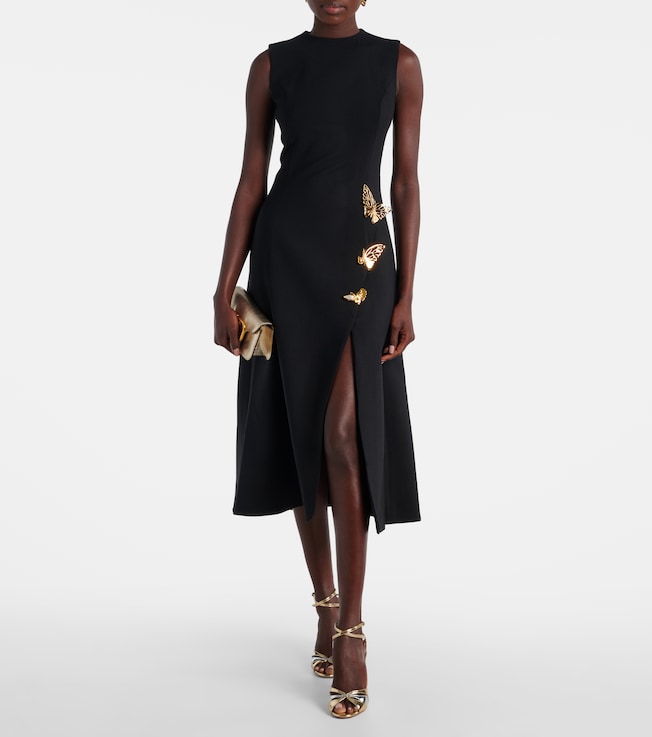 Oscar de la Renta Embellished wool-blend cocktail dress
