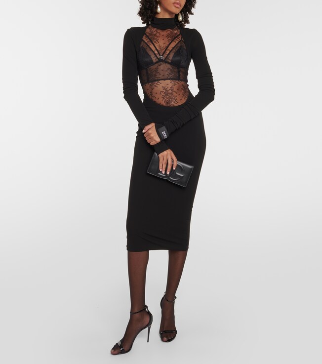 Dolce&Gabbana Chantilly lace and jersey midi dress