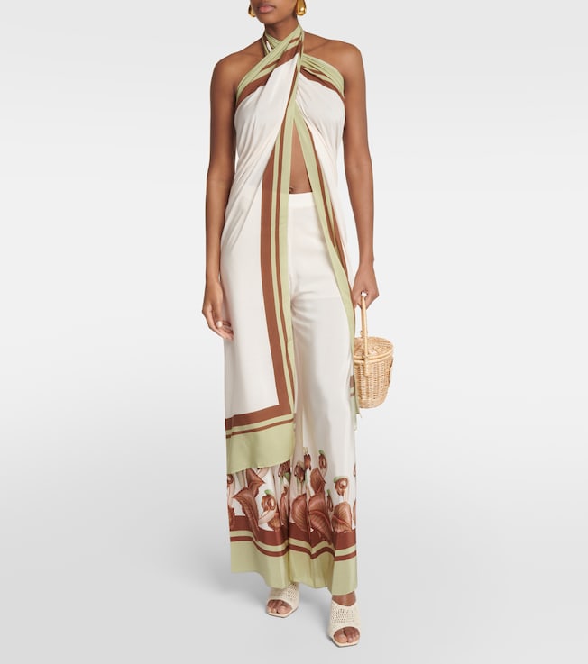 Adriana Degreas Arisaema high-rise silk wide-leg pants