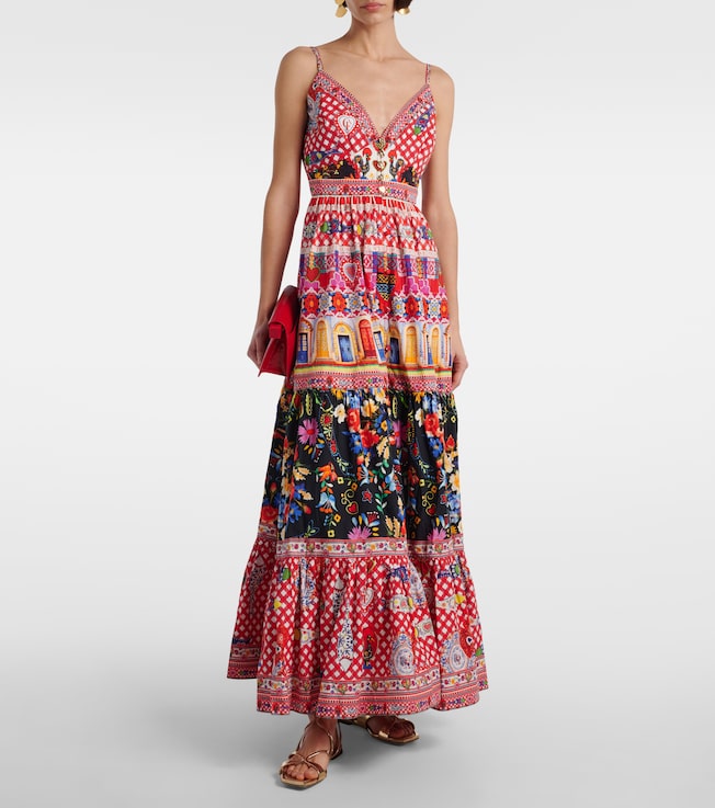 Camilla Printed tiered cotton maxi dress